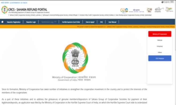 Govt restores CRCS-Sahara refund portal to expedite claims of genuine depositors