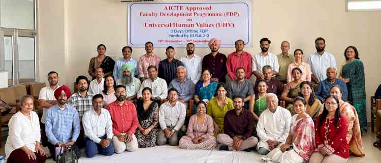 Building a Value-Based Society: Panjab University Concludes RUSA 2.0 Funded FDP on Universal Human Values