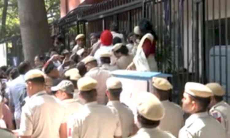 INDIA bloc protest: MPs try to push open gates of Akashvani Bhawan