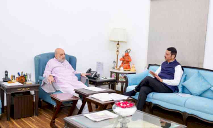 Maha CM briefs HM Amit Shah on drought, seeks Central aid