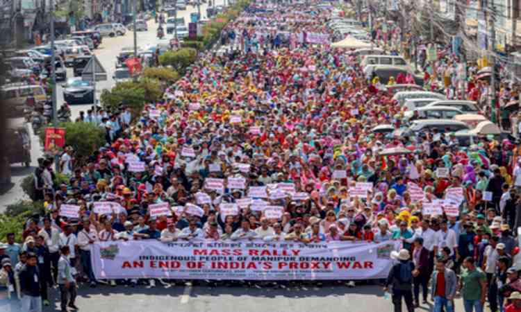 Meitei, Naga groups join hands in massive Manipur rally, demand SoO abrogation, Dy CM’s resignation