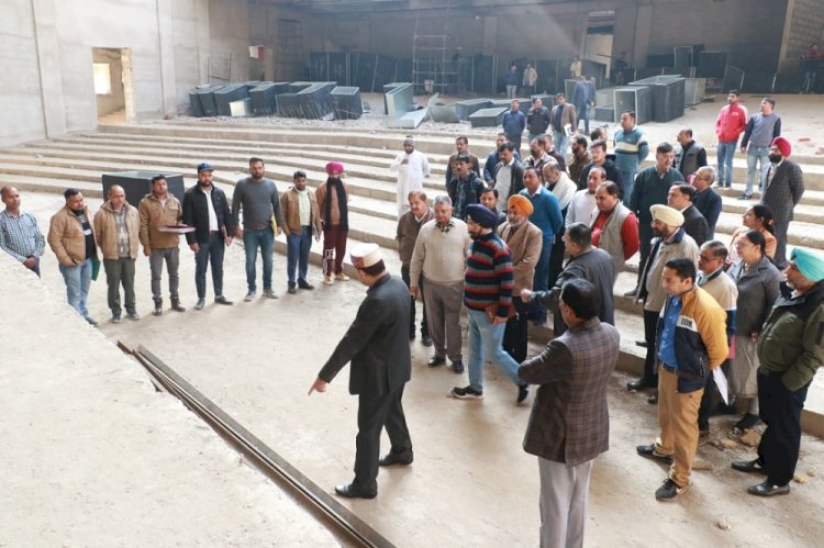 PU VC visits construction site of multipurpose auditorium 