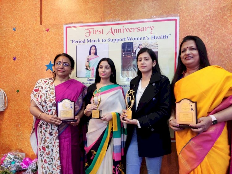 Oscar woman Suman honoured padwoman Renu Mathur and educational motivator Renu Goel
