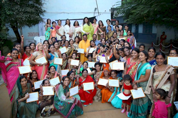 FLO presents to certificates to 150 women from Dhoolpet trained in various vocational courses